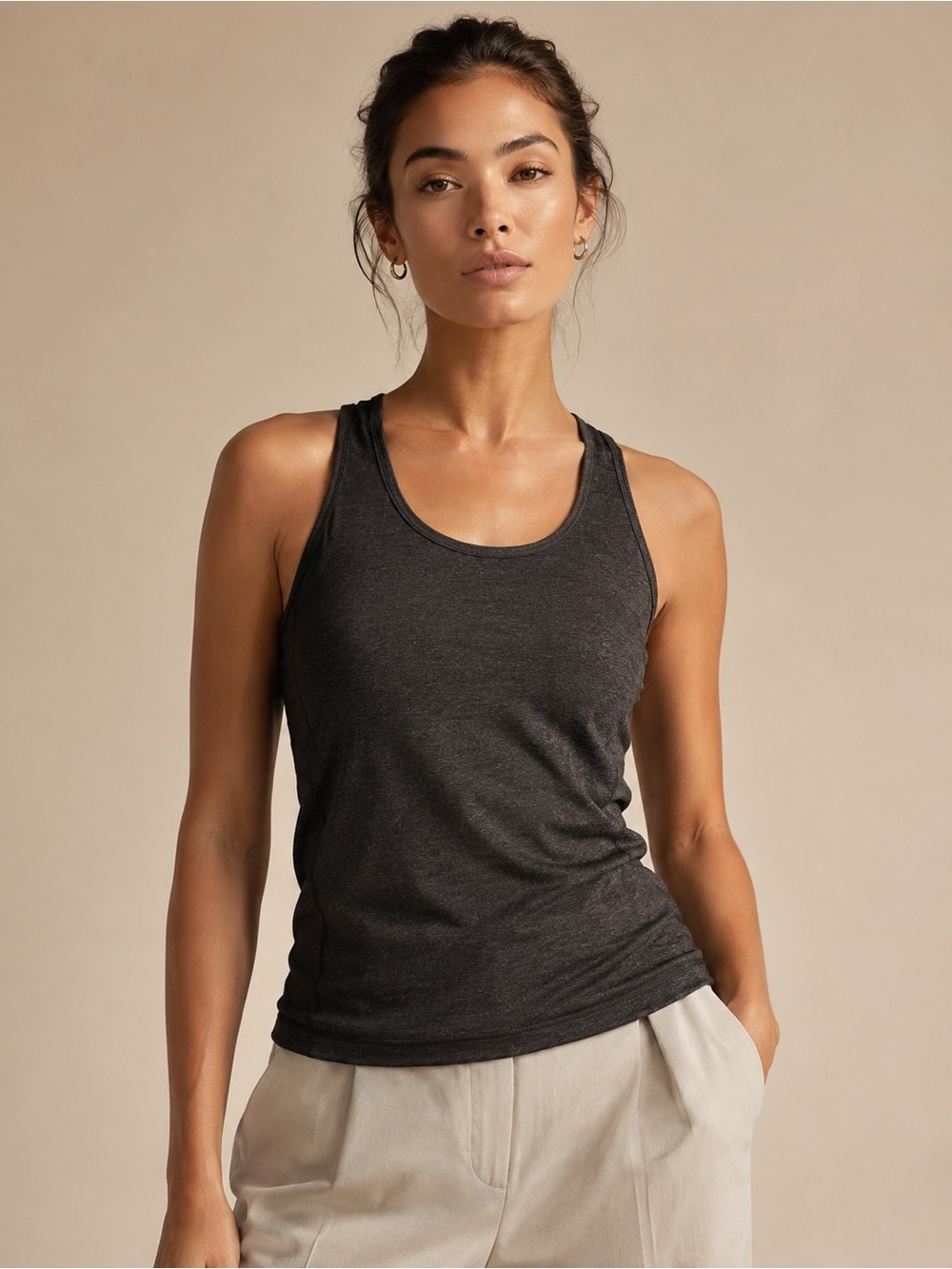 Everyday Scoop Neck Tank Top - Charcoal